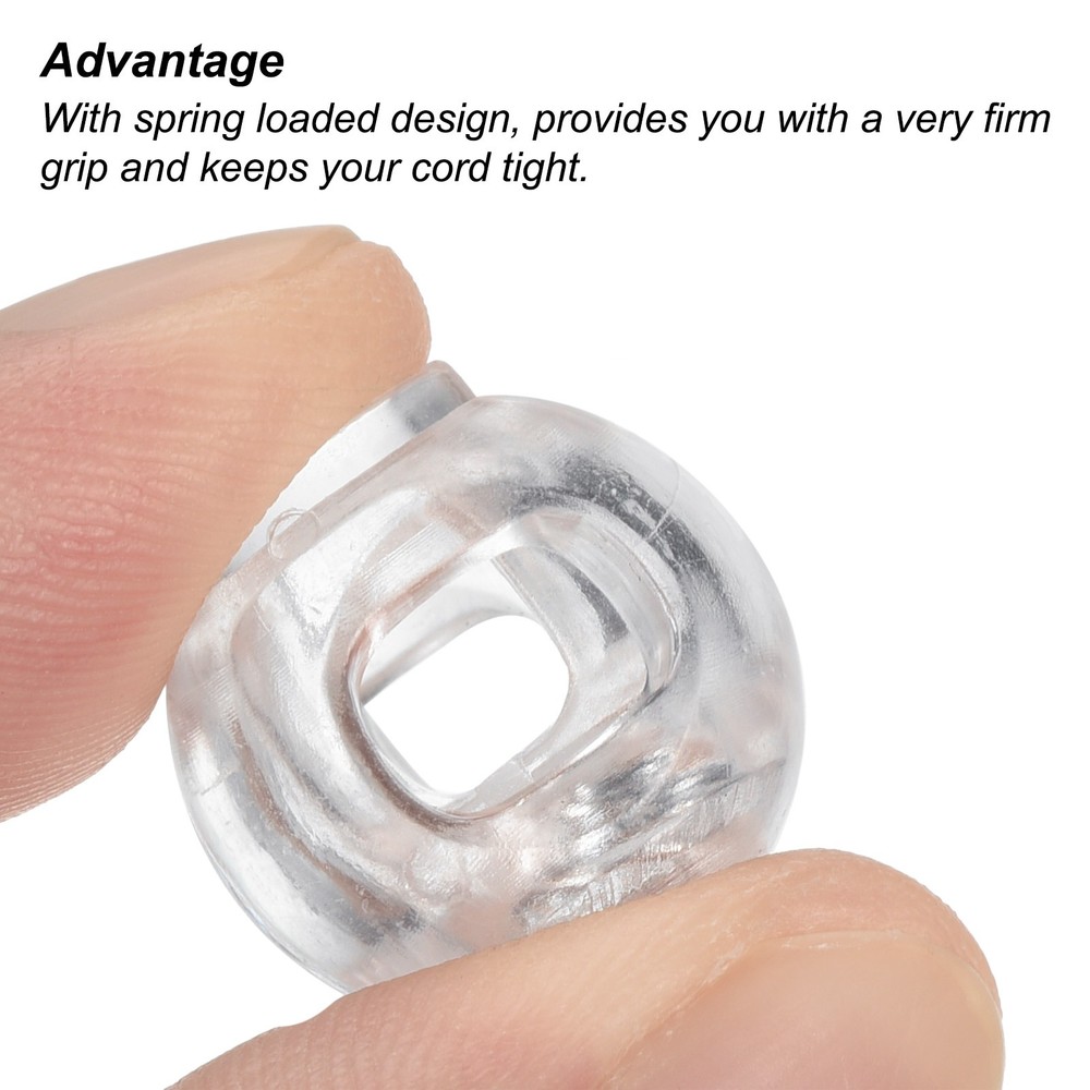 30 Pack Cord Locks Ball Spring Toggle Stopper Translucent