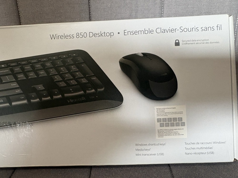 Microsoft Wireless 850 Desktop Keyboard/Mouse PY9-00002 Combo with USB Dongle
