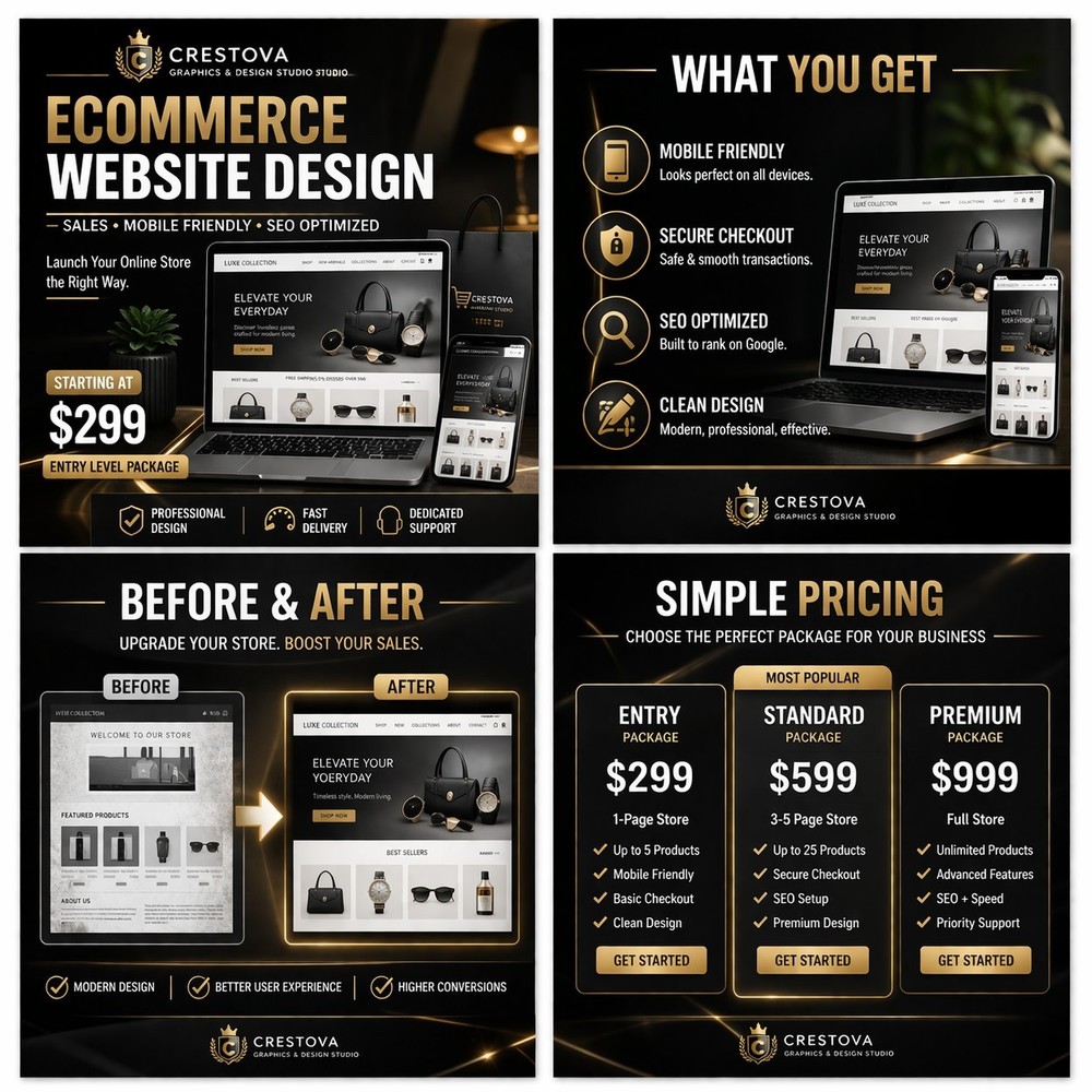 Crestova Ecommerce Website Design Service, Mobile Friendly & SEO Optimized