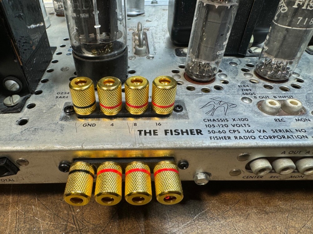 Speaker terminals, binding posts for Fisher receiver