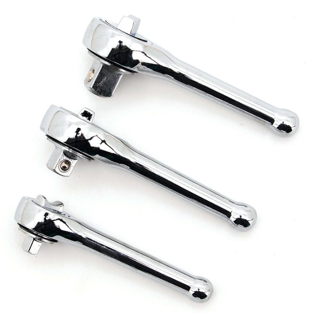 3PC STUBBY PRO RATCHET SET 1/4"DR, 3/8"DR & 1/2" DR