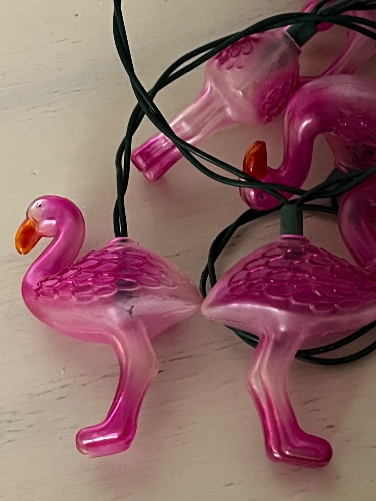 flamingo string lights tropical island paradise