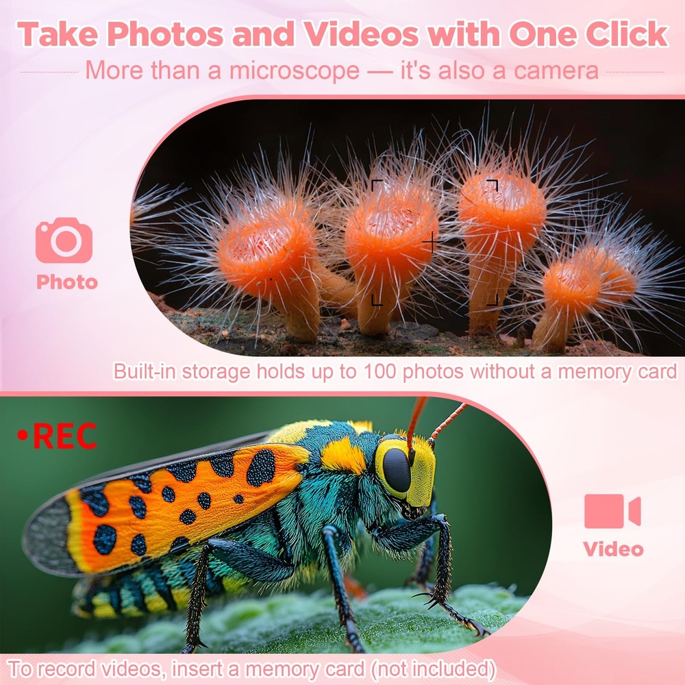 Portable Digital Microscope for Kids: 1000X Handheld Kid Microscope with 2'' ...