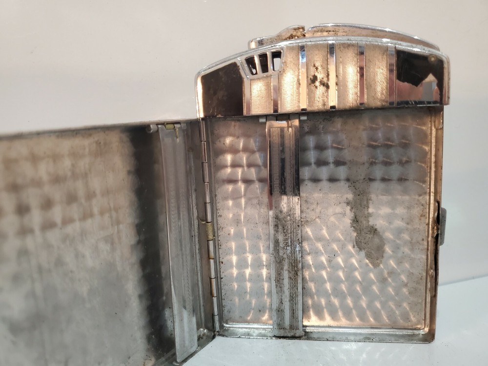 ANTIQUE Working Ronson TWENTYCASE Cigarette Case Lighter ENAMEL & SILVER 3082.14