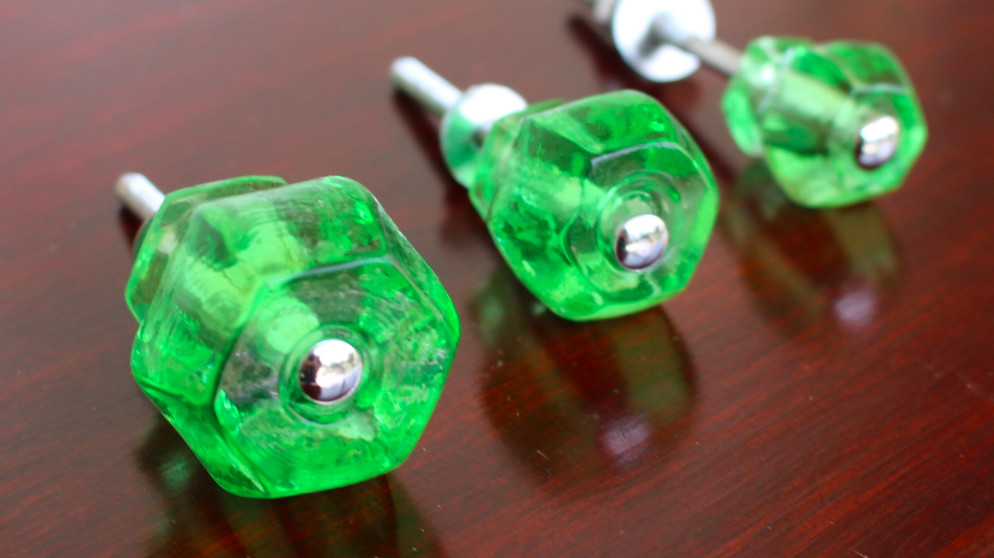 GREEN Glass Cabinet Knobs 1.5 Inch Pulls Dresser Drawer Hardware