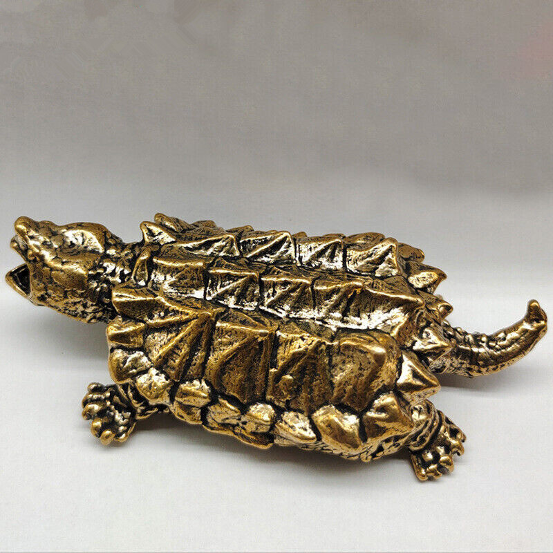 Heavy Brass Snapping Turtle Vintage Statue Snapping Turtle Tea Ornament