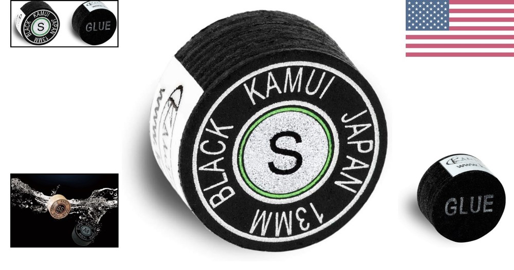 Black Laminated Billiard Cue Tip - 13 mm Soft Leather, Precision Spin Control
