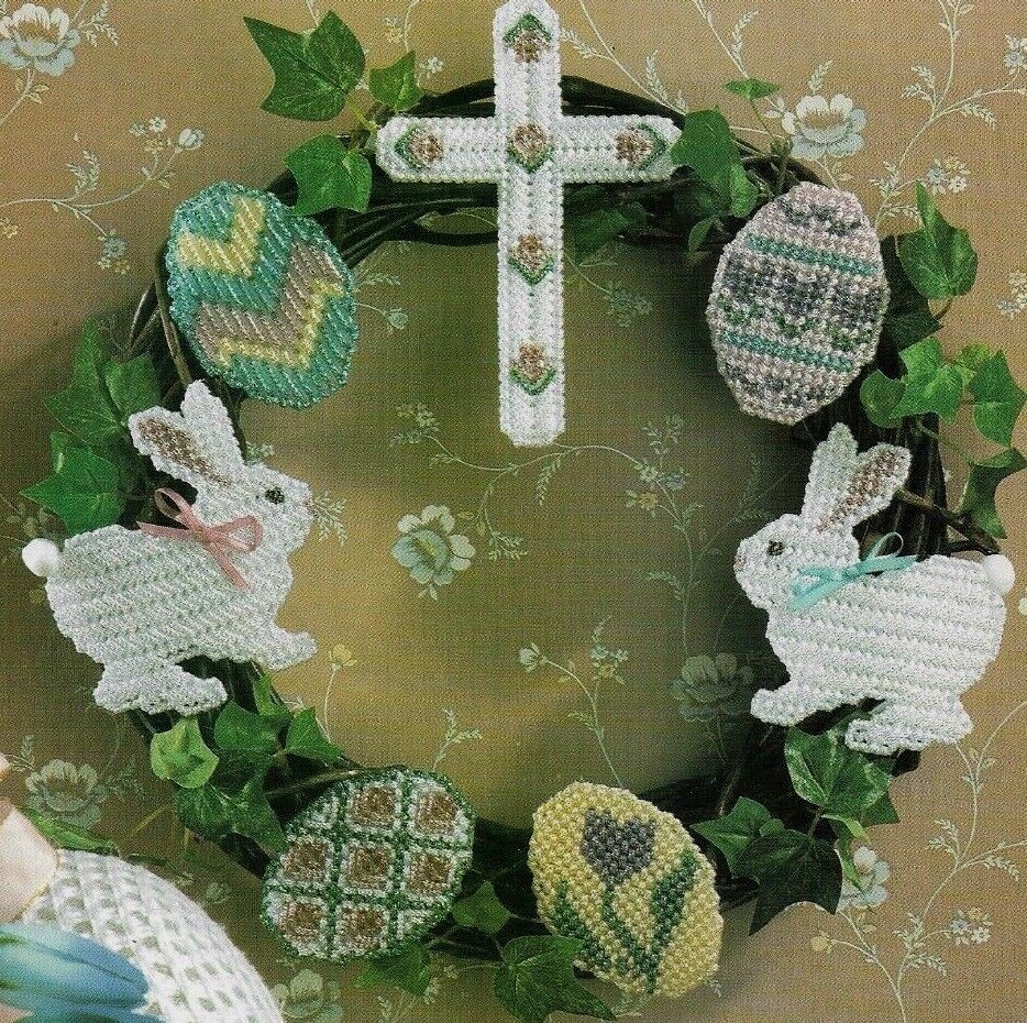 EASTER WREATH BUNNY & EGGS PLASTIC CANVAS PATTERN INSTRUCTIONS