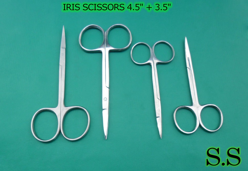 12 Pieces Iris Scissors 4.5" + 3.5" Straight+Curved Surgical Instruments