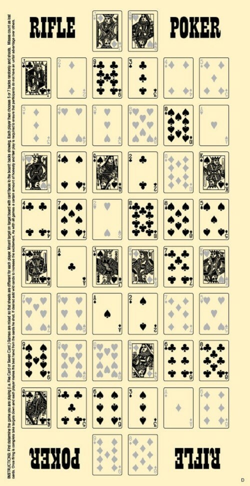 Rifle / Poker Target Game (25) -Medium- Dual Sided Print