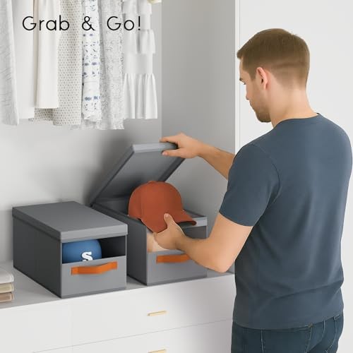 Hat Organizer for Baseball Caps - Stackable Foldable Protective 3 Pack Grey