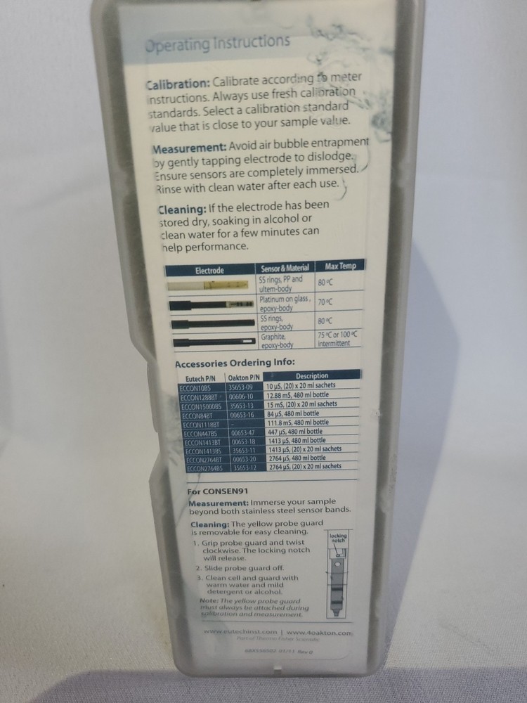 EUTECT Instruments Oakton Conductivity Electrodes, Removable Probe Gaurd