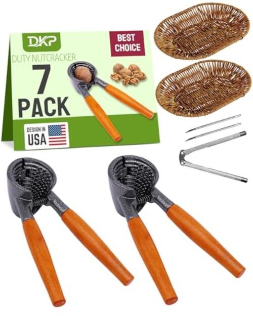3Pcs Heavy Duty Nutcracker Set with Bowl, Easy Walnut Cracker for Pecans,