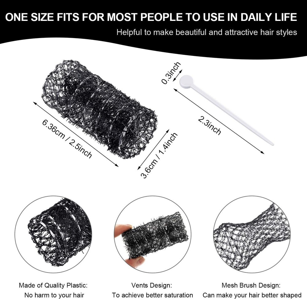 20 Pack Vintage Brush Rollers for Hair with Picks Medium Wire Mesh Rollers for