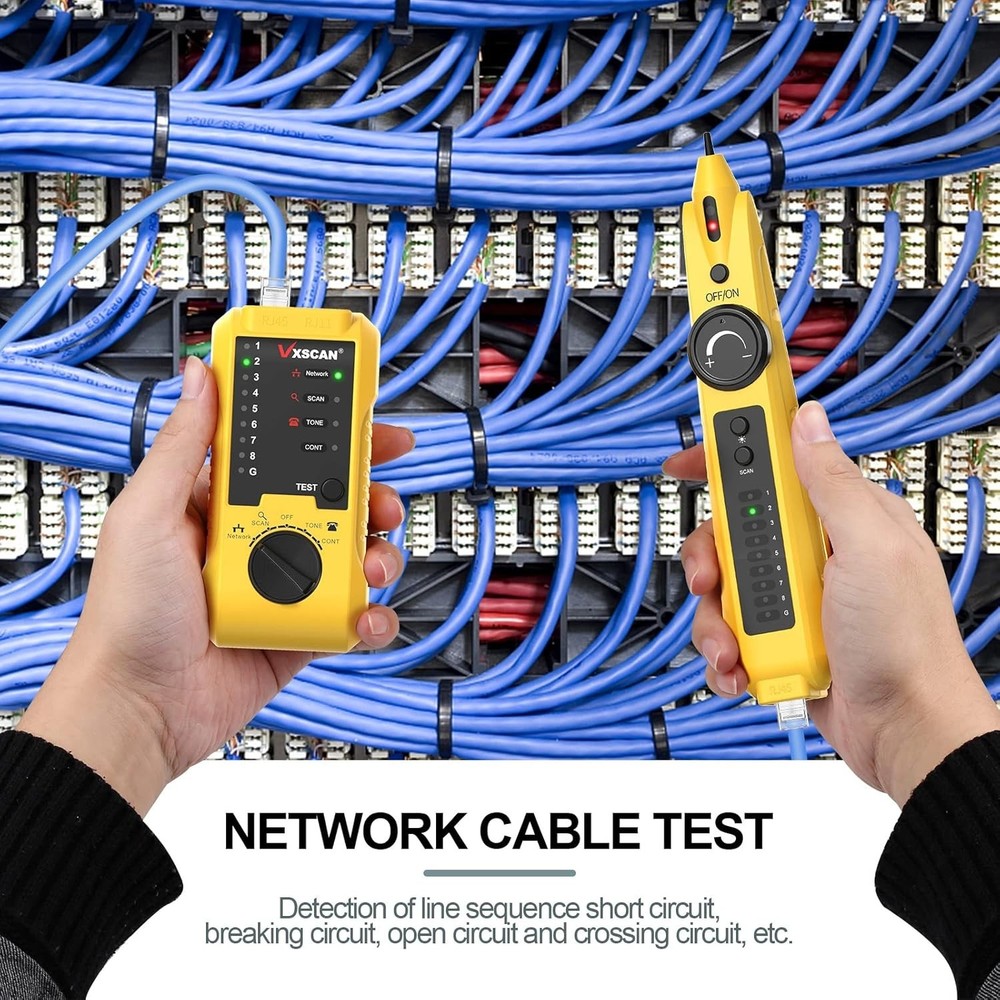 Battery Powered Network Cable Tester with Multi-Function Capabilities - Yellow