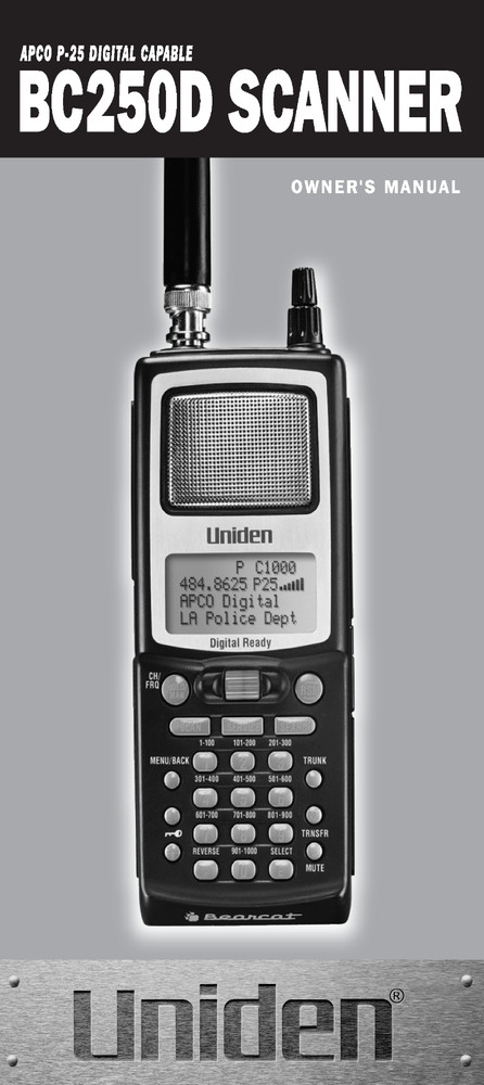 Uniden Bearcat BC250D Instructions Operating Manual User Guide COIL BOUND