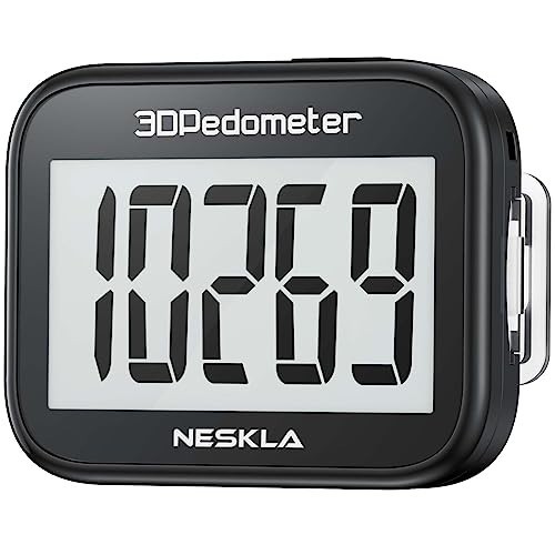 3D Step Counter Pedometer with Large Display, Clip Lanyard, Accurate Tracker for