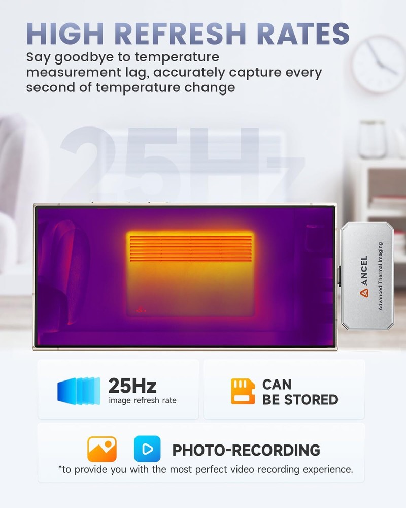 ANCEL Thermal Imaging Camera for Android 256x192 IR Resolution 25Hz Refresh Rate