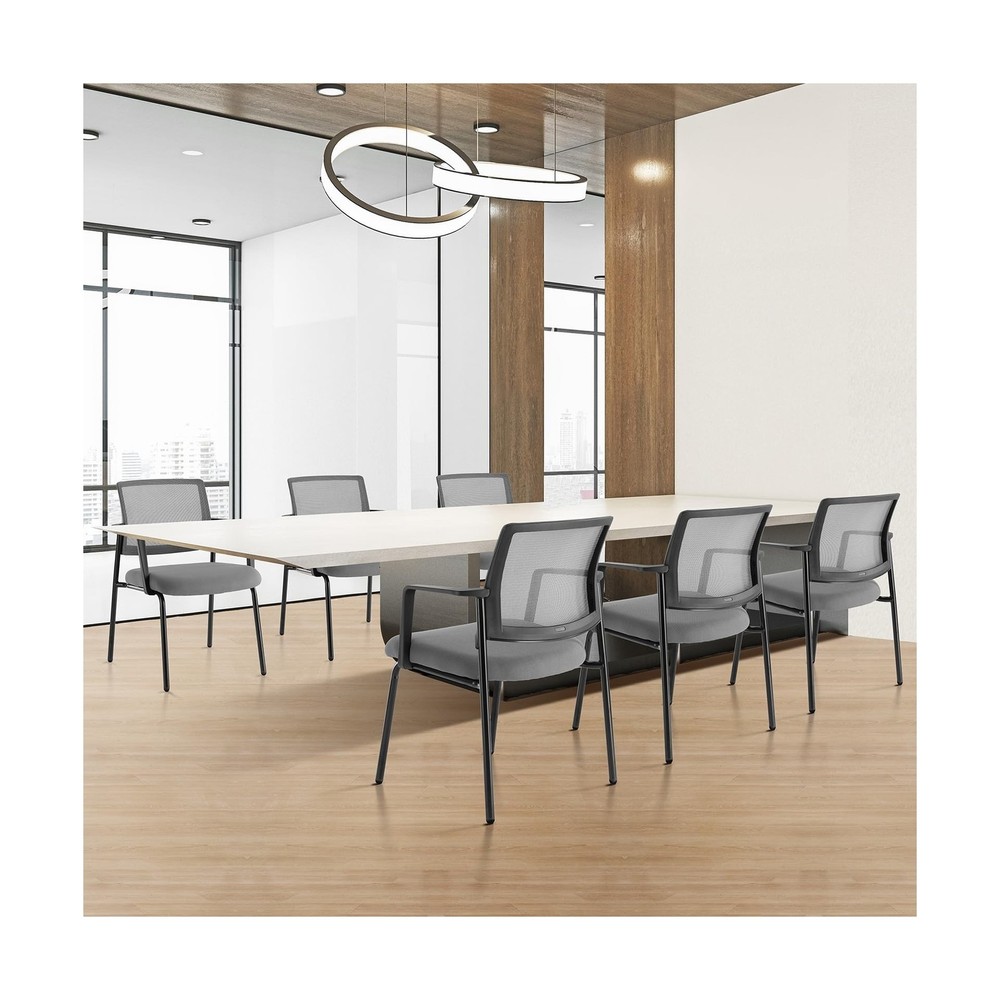 Sweetcrispy Mesh Back Stacking Arm Chairs, Upholstered Fabric Stacking Chairs...