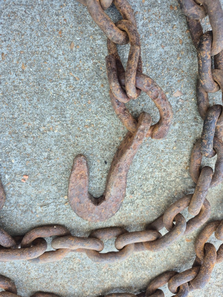 Hand Forged Hook & Chain Primitive Blacksmith Made 8ft+ long!