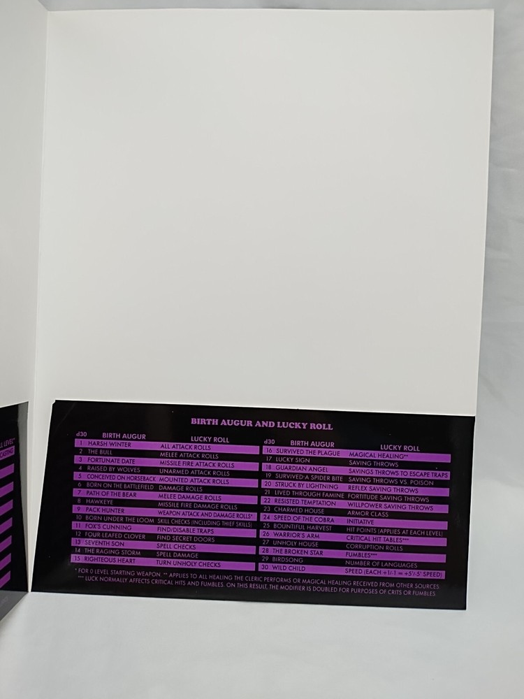 *Folder Only* DCC RPG Folder Ability Score Modifiers Birth Augur Lucky Roll