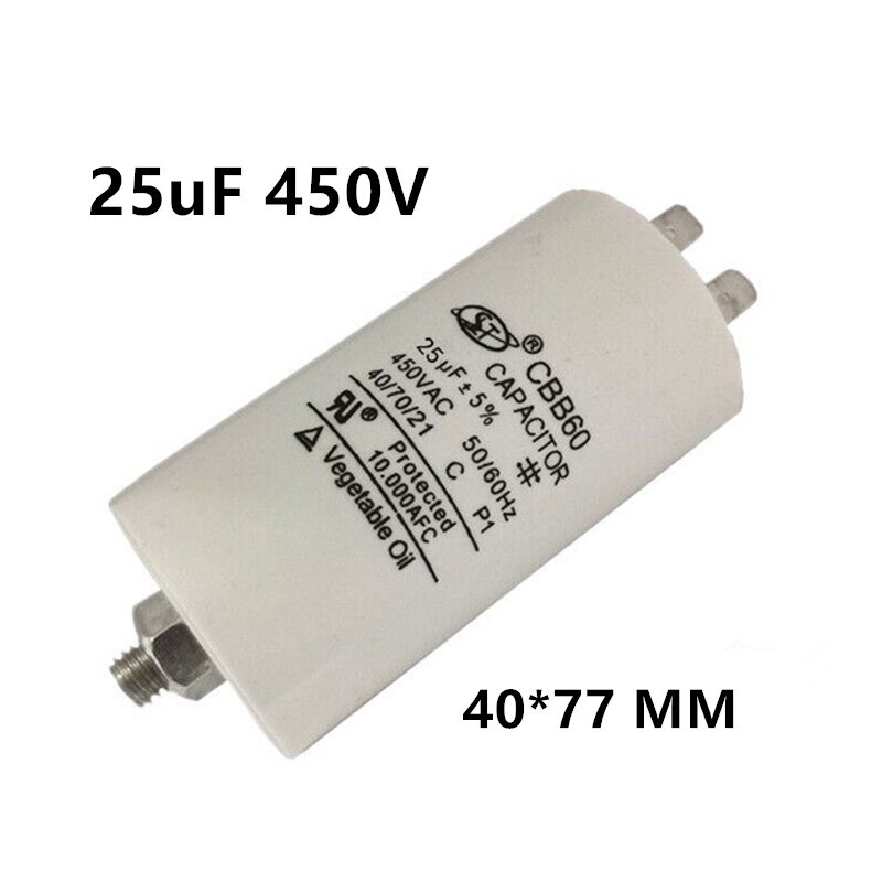 CBB60 25UF 25MFD 450V AC MOTOR START RUN CAPACITOR with STUD TERMINAL