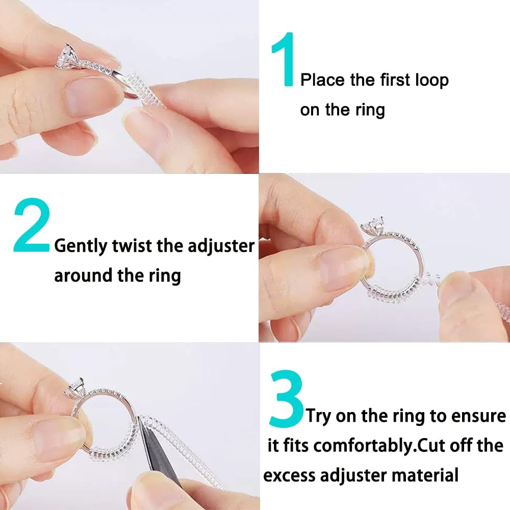 12 Pack Ring Sizers for Loose Rings, Size Adjuster, Invisible Clear
