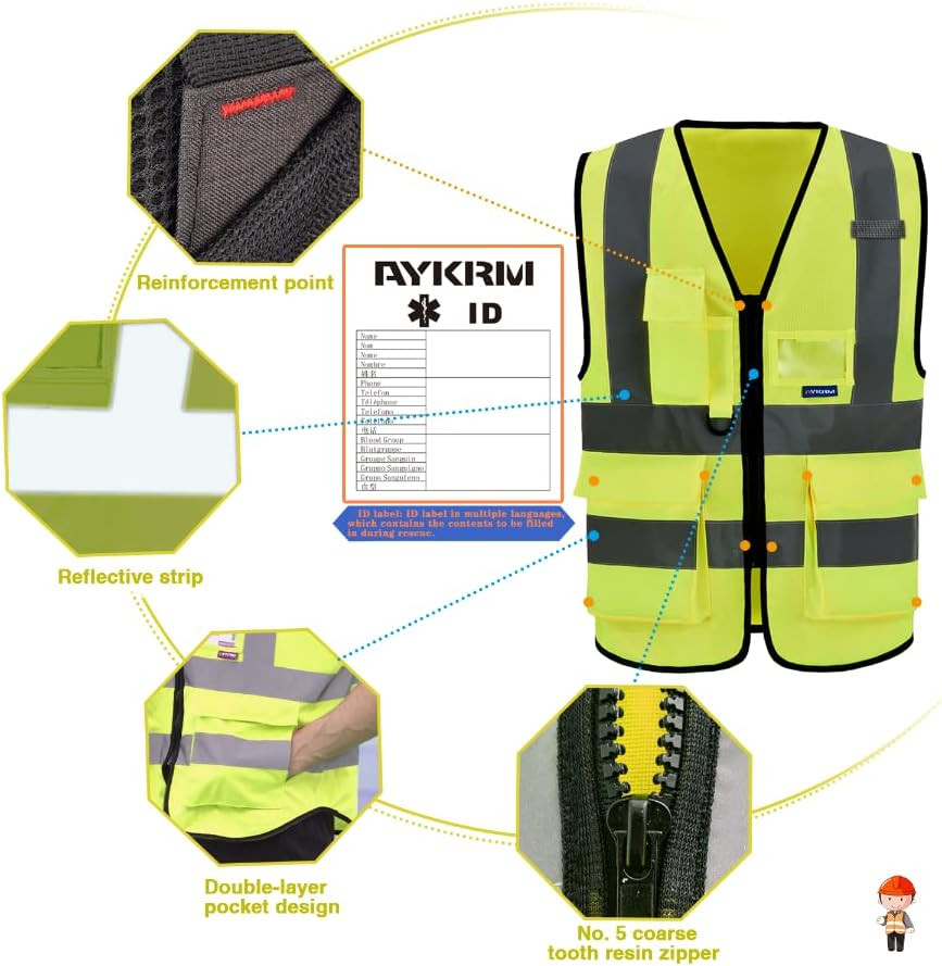 Small High Visibility Reflective Safety Vests 5 Pack