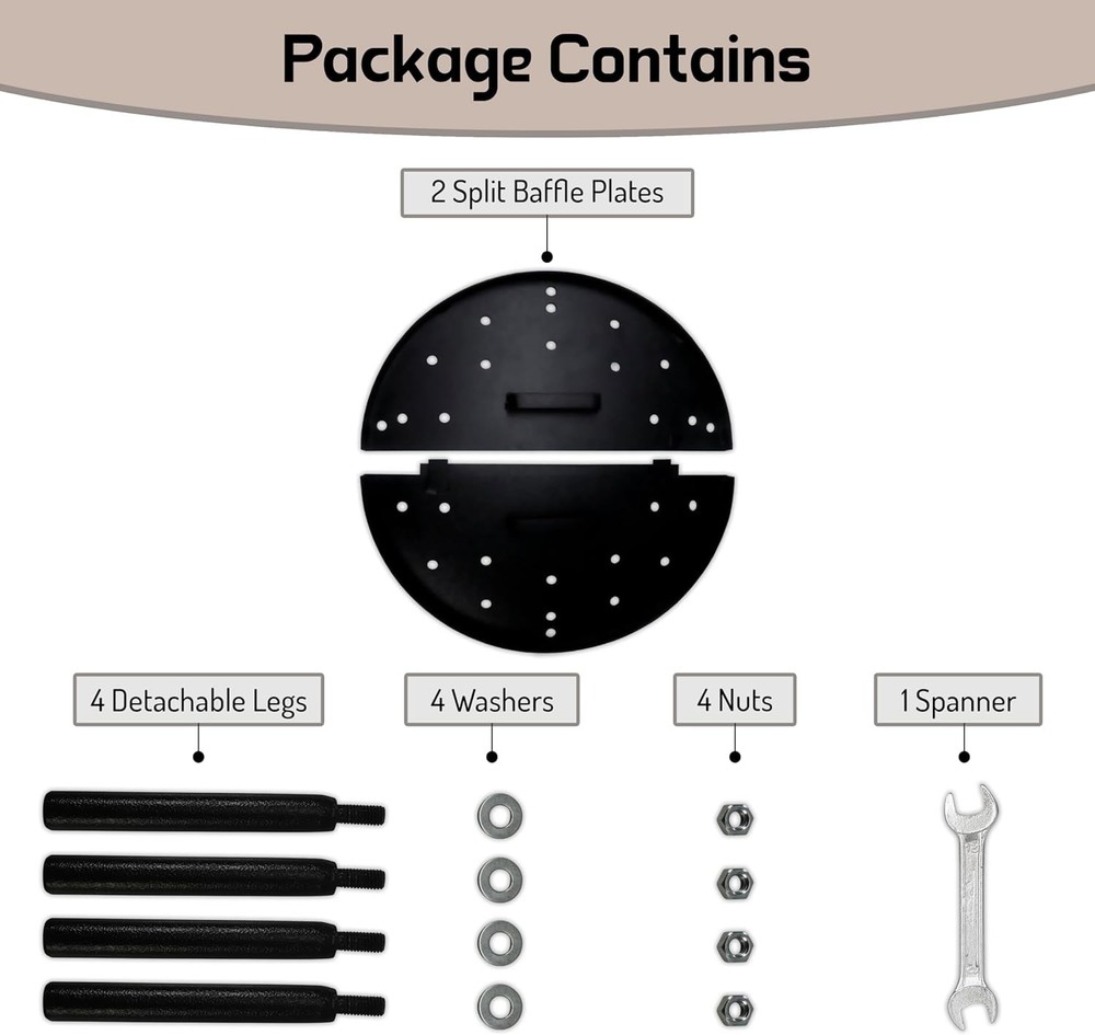 FEBTECH 20" Mild Steel Thick Baffle Plate with Detachable Legs