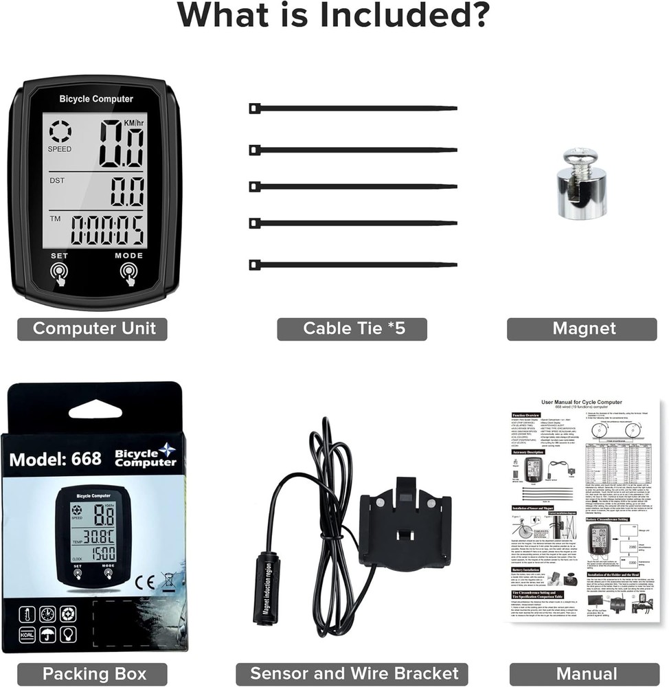 Multi-Function Wired Bicycle Speedometer with LCD Display - Accurate Tracking