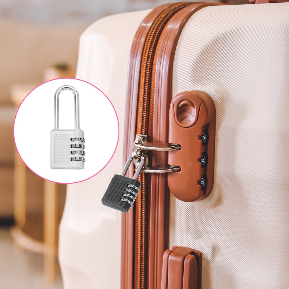 1 Pack Combination Locks Long Shackle 4 Digit Combination Padlock Silver