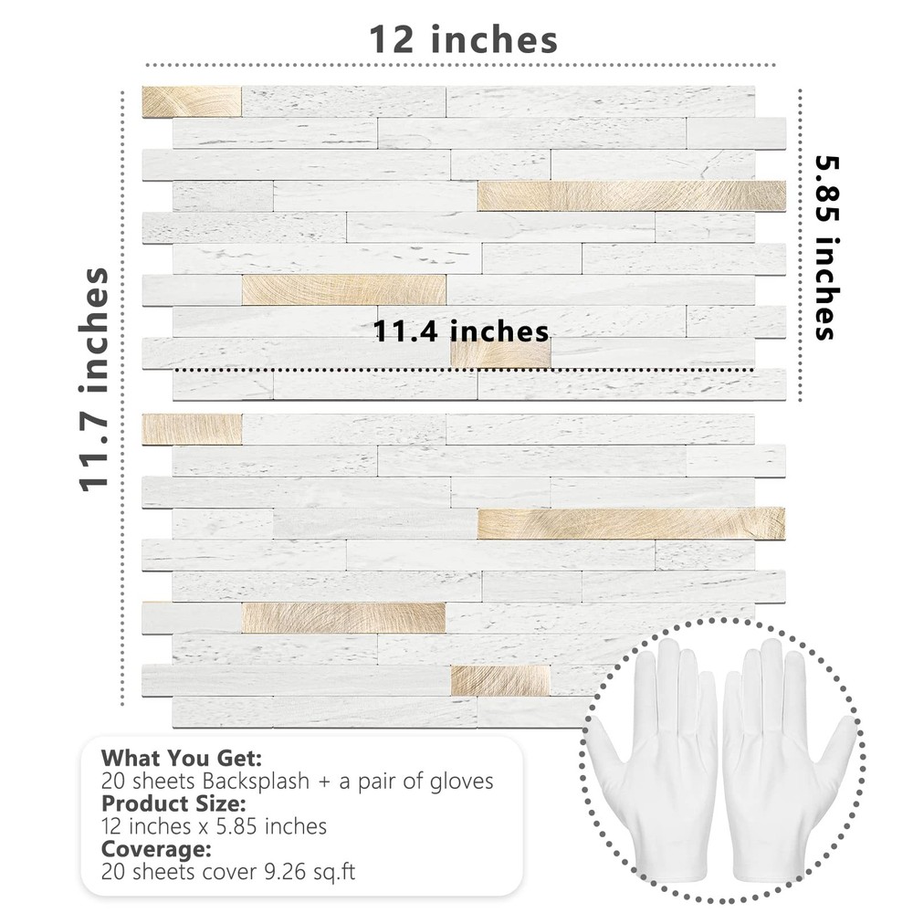 20 Sheets Peel and Stick Backsplash Tile, Stick on Backsplash for Kitchen and...