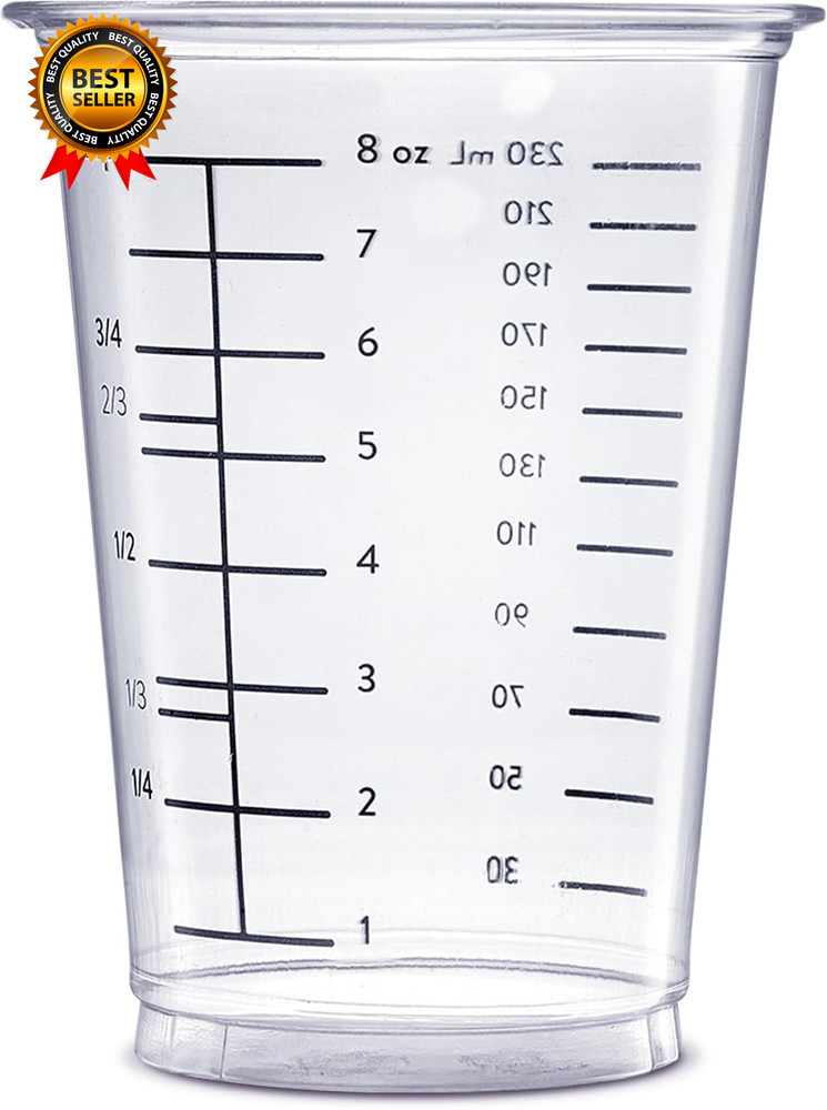 [10 Oz. - 50 Count] Multipurpose Disposable Plastic Measuring Cups Baking
