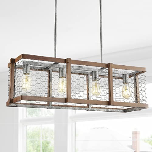 JYL7519A Gaines 34.5" Linear 4-Light Adjustable Iron Rustic Industrial LED