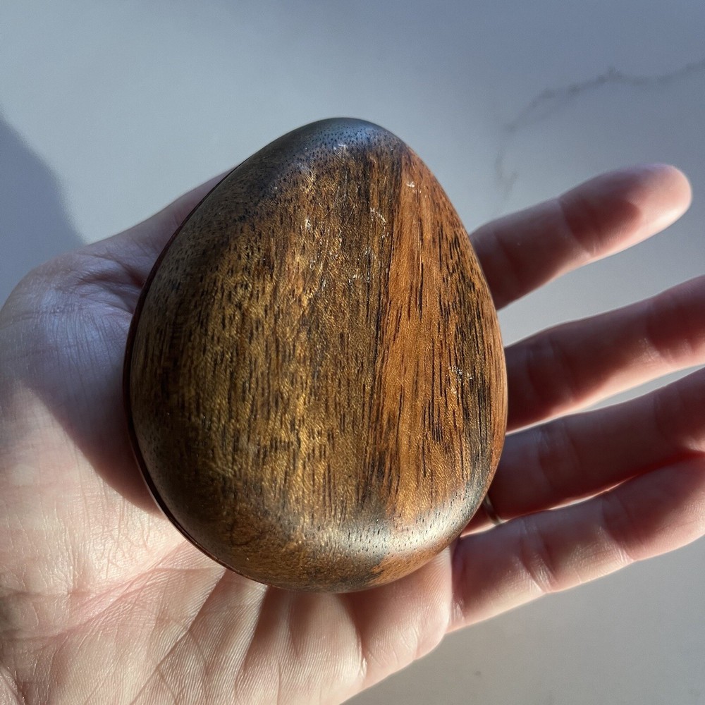 Handmade Solid Wood Compact Mirror Handheld Teardrop Shape - Beautiful!