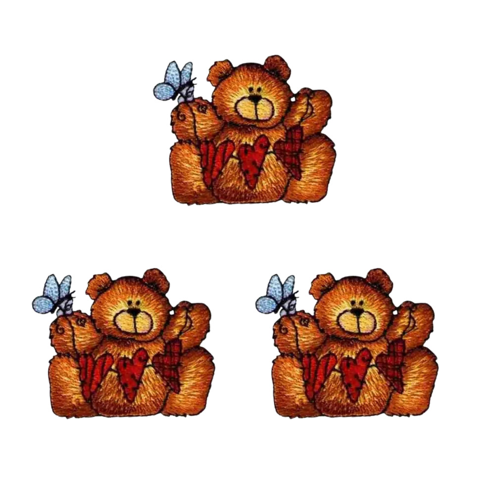Hearts Of Love Teddy Bear (3-Pack) Iron On Patch