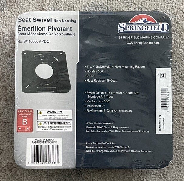 Springfield 7" Non-Locking Seat Swivel Base E-Coat Finish 1100007-PDQ