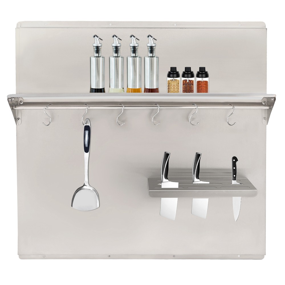6-Hook Range Hood Backsplash Stainless Steel Range Hood Wall Shield Splash Plate
