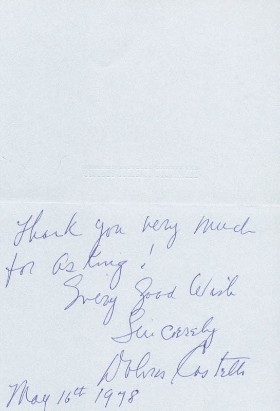 DOLORES COSTELLO - AUTOGRAPH NOTE SIGNED 05/16/1978