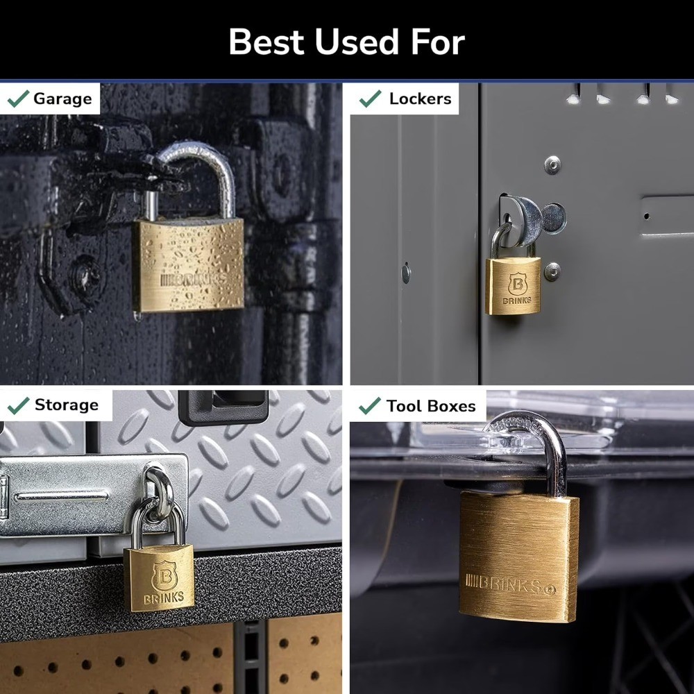 40mm Solid Brass Keyed Padlock 7/8 Inch Shackle Heavy Duty Security Lock 2-Pack
