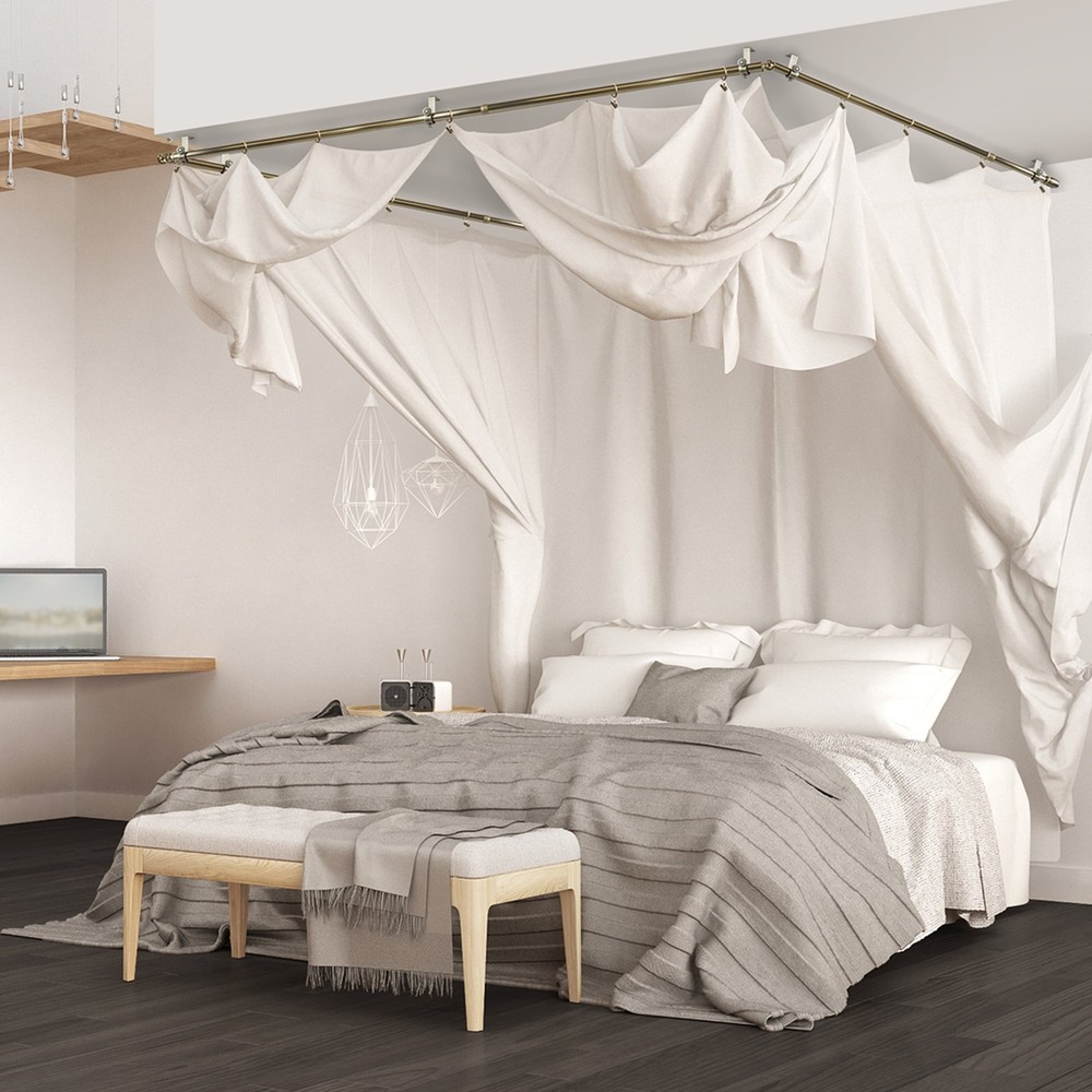 Multi Angle Ceiling Rod/ Room Divider/ Bedroom Canopy Adjustable 28-48 inch