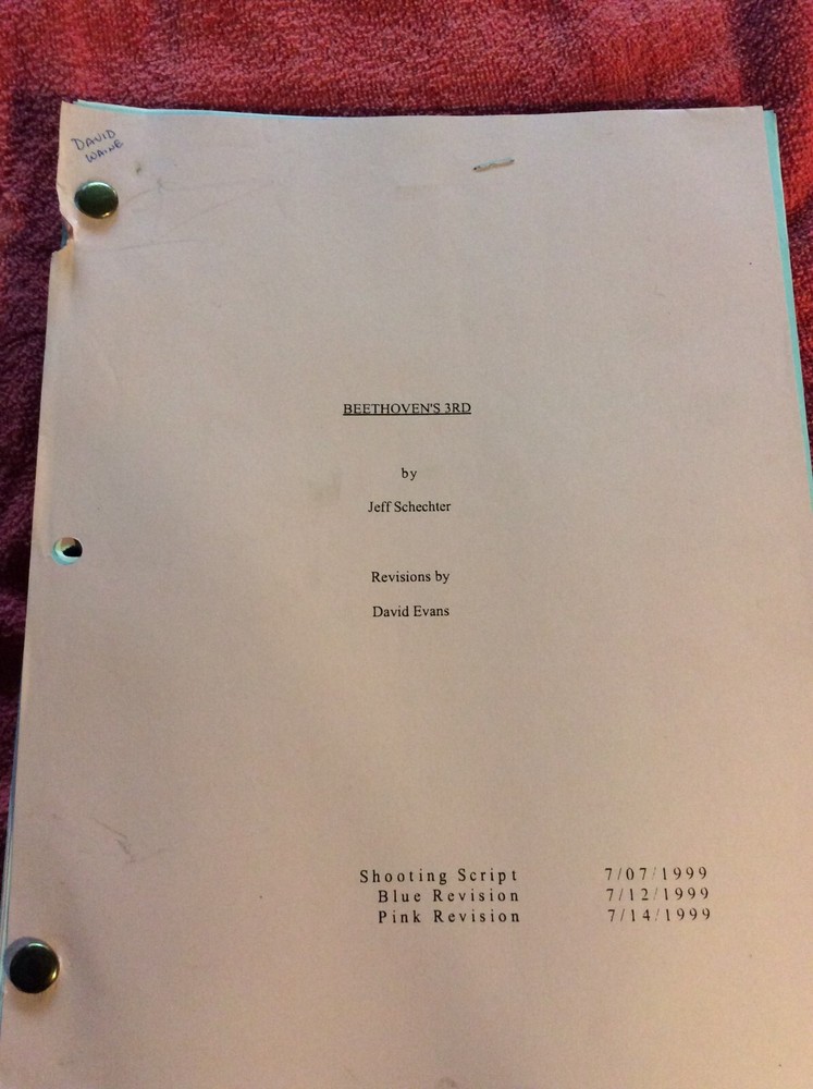 ORIGINAL SCRIPT BEETHOVEN'S 3RD JUDGE REINHOLD JULIA SWEENEY FRANK GORSHIN