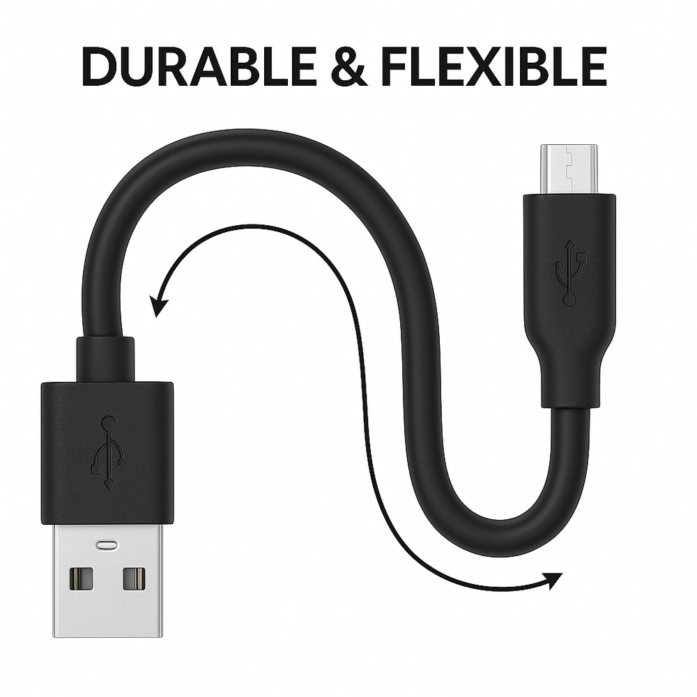 Micro USB to USB A 2.0 Charging Cable 3 Inch (Black)