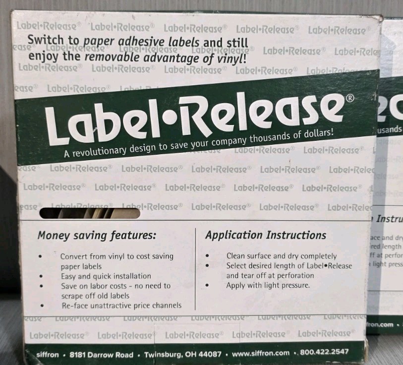 *4 Pack* Siffron S01-LR-CLR-VPS Label Release 200' Rolls Clear