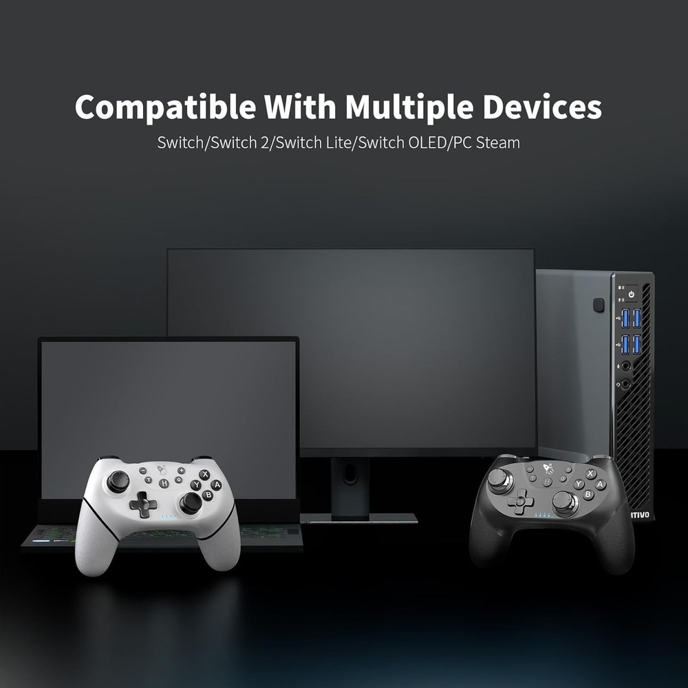 2 Packs Wireless Pro Controller for Nintendo Switch/Lite/OLED/Switch 2/PC