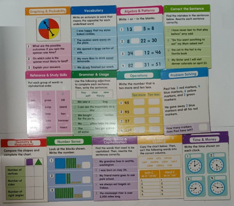 Task Cards - math, vocabulary, grammar, problem solving, etc. - lower elementary