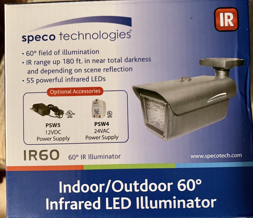 SPECO TECHNOLOGIES IR60 Infrared LED Illuminator,180 ft.,IP66