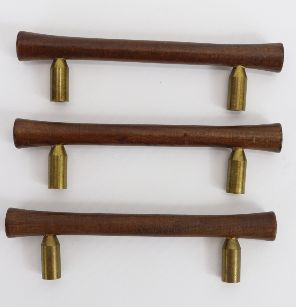 Walnut & Brass Drawer Pulls 3" Centers