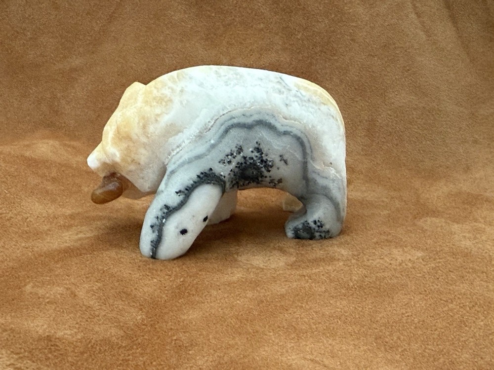 Bear Fetish Calcite with Fish