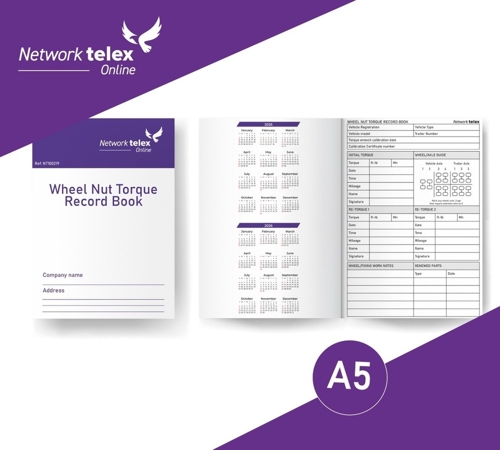 WHEEL NUT TORQUE RECORD BOOK NT100219 A5